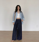 Load image into Gallery viewer, Wide Flare Leg Jeans in Navy
