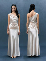 Load image into Gallery viewer, Satin Gathered Peplum Top// Maxi Skirt [2 Colours]
