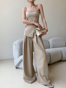 Cami Tailored Top + Trousers Set in Beige