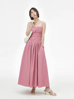 Load image into Gallery viewer, Cami Shirring Pocket Maxi Dress in Pink
