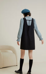 Load image into Gallery viewer, Square Neck Mini Shift Dress in Black
