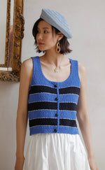 Load image into Gallery viewer, Striped Boucle Knit Top in Blue
