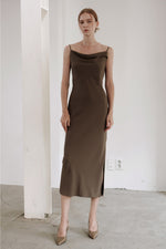 Load image into Gallery viewer, Korean Luiu Slip Cami Dress in Brown
