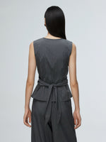 Load image into Gallery viewer, Crepe Wrap Tie Top in Grey
