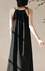 Load image into Gallery viewer, Ribbon Tie Maxi Dress in Black
