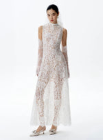 Load image into Gallery viewer, Sheer Lace Gown in White
