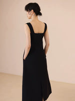 Load image into Gallery viewer, Tencel Flute Hem Pocket Mermaid Dress in Black
