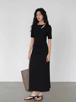 Load image into Gallery viewer, [Ready Stock] Mid Sleeve Cutout Maxi Dress in Black
