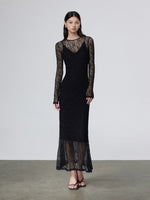 Load image into Gallery viewer, Sheer Lace Layer Dress in Black
