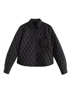 Quilted Collar Jacket in Black