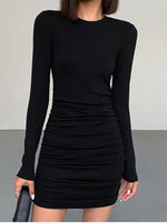 Load image into Gallery viewer, Mini Shirring Bodycon Dress in Black
