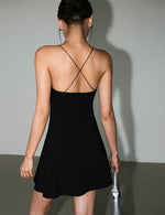 Load image into Gallery viewer, Shoestring Cross Back Mini Dress in Black
