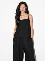Load image into Gallery viewer, Tencel Asymmetric Cami // Pants Set in Black
