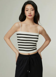 Padded Striped Camisole in White/Black