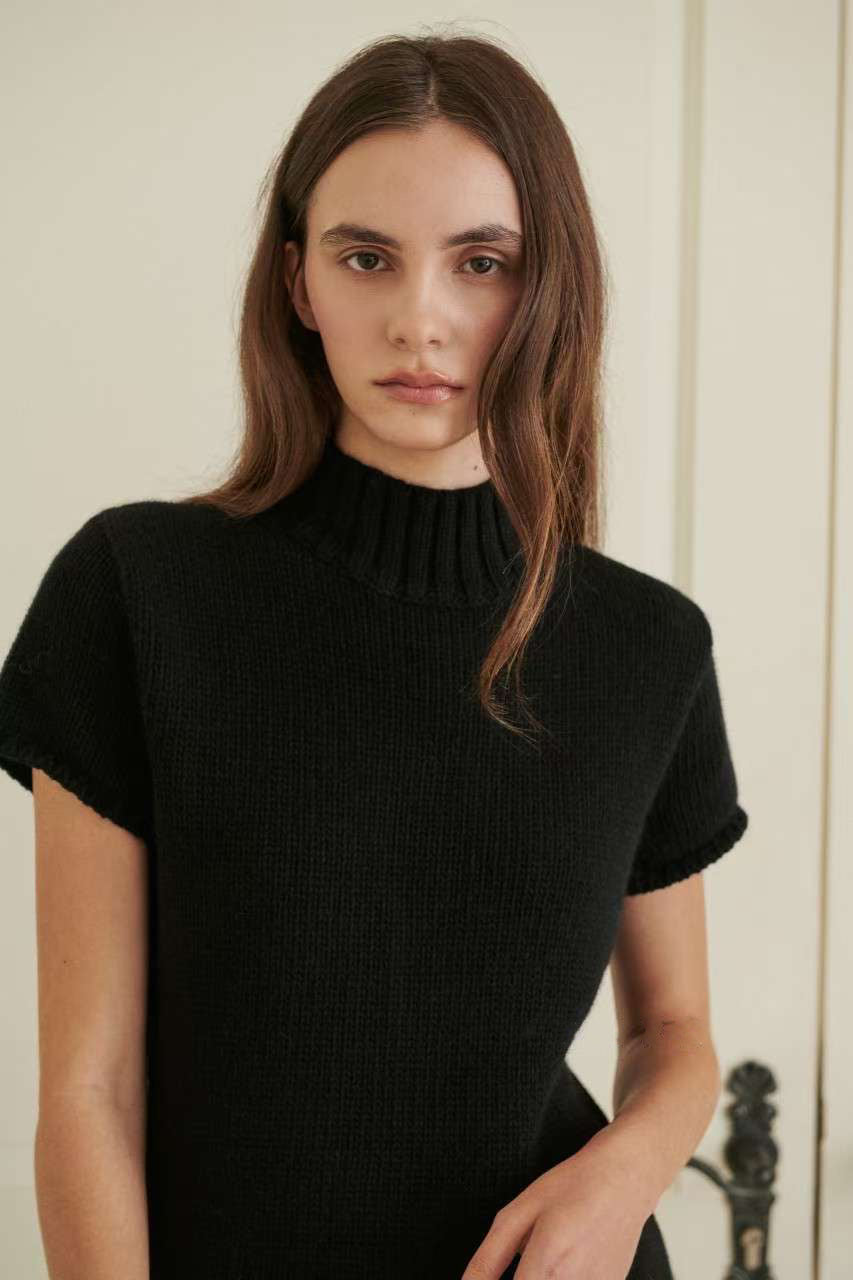 Korean Merino Cashmere Half Knit Dress [3 Colours]