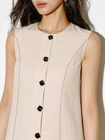 Load image into Gallery viewer, Tencel Mini Vest Dress // Shorts Set in Beige
