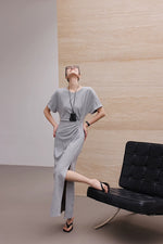 Load image into Gallery viewer, Twist Slit Maxi Dress in Grey

