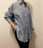 Load image into Gallery viewer, Korean Oversized Striped Pocket Shirt in Blue
