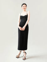 Load image into Gallery viewer, Bustier Shift Midi Dress in Black
