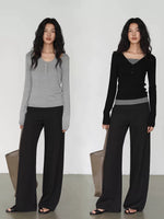 Load image into Gallery viewer, Classic Wide Leg Tailored Trousers in Black
