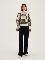 Load image into Gallery viewer, Classic Striped Knit Sweater in White/Black
