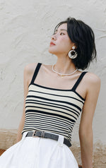 Load image into Gallery viewer, Striped Knit Camisole in Cream/Black
