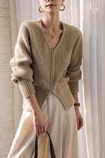 Load image into Gallery viewer, Ribbed Split Hem Cardigan [2 Colours]
