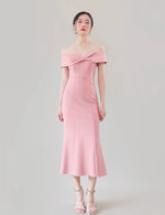 Load image into Gallery viewer, Leighton Off Shoulder Dress in Pink
