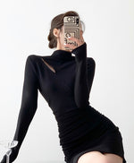Load image into Gallery viewer, Long Sleeve Cutout Mini Bodycon Dress in Black
