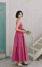 Load image into Gallery viewer, Gathered Tiered Maxi Dress in Pink
