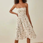 Load image into Gallery viewer, Smocked Floral Tie Strap Dress in Cream- S
