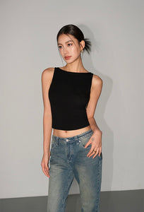 Boatneck Sleeveless Top [4 Colours]