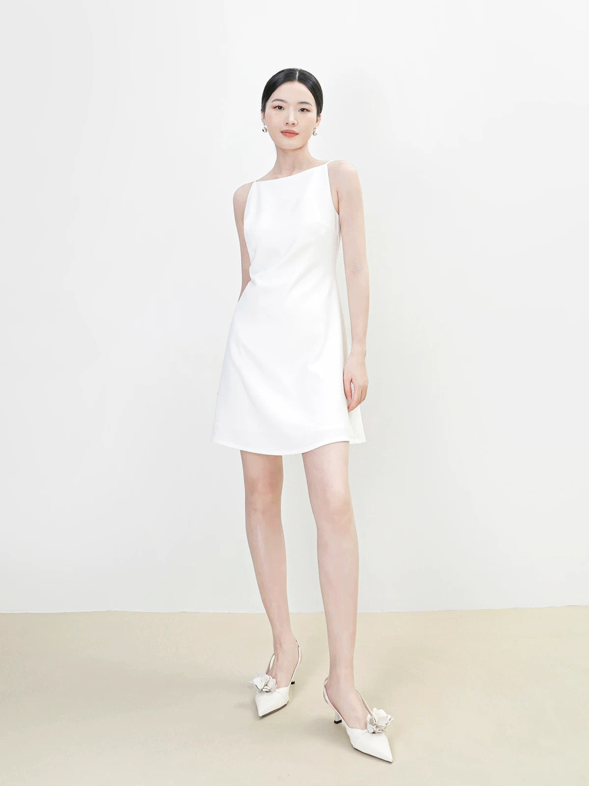 A-Line Mid Shift Dress in White