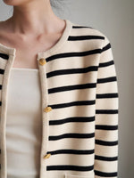 Load image into Gallery viewer, Wool Blend Striped Cardigan in Cream
