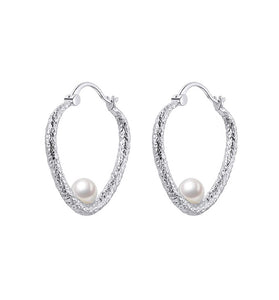 Textured Loop Pearl Earrings