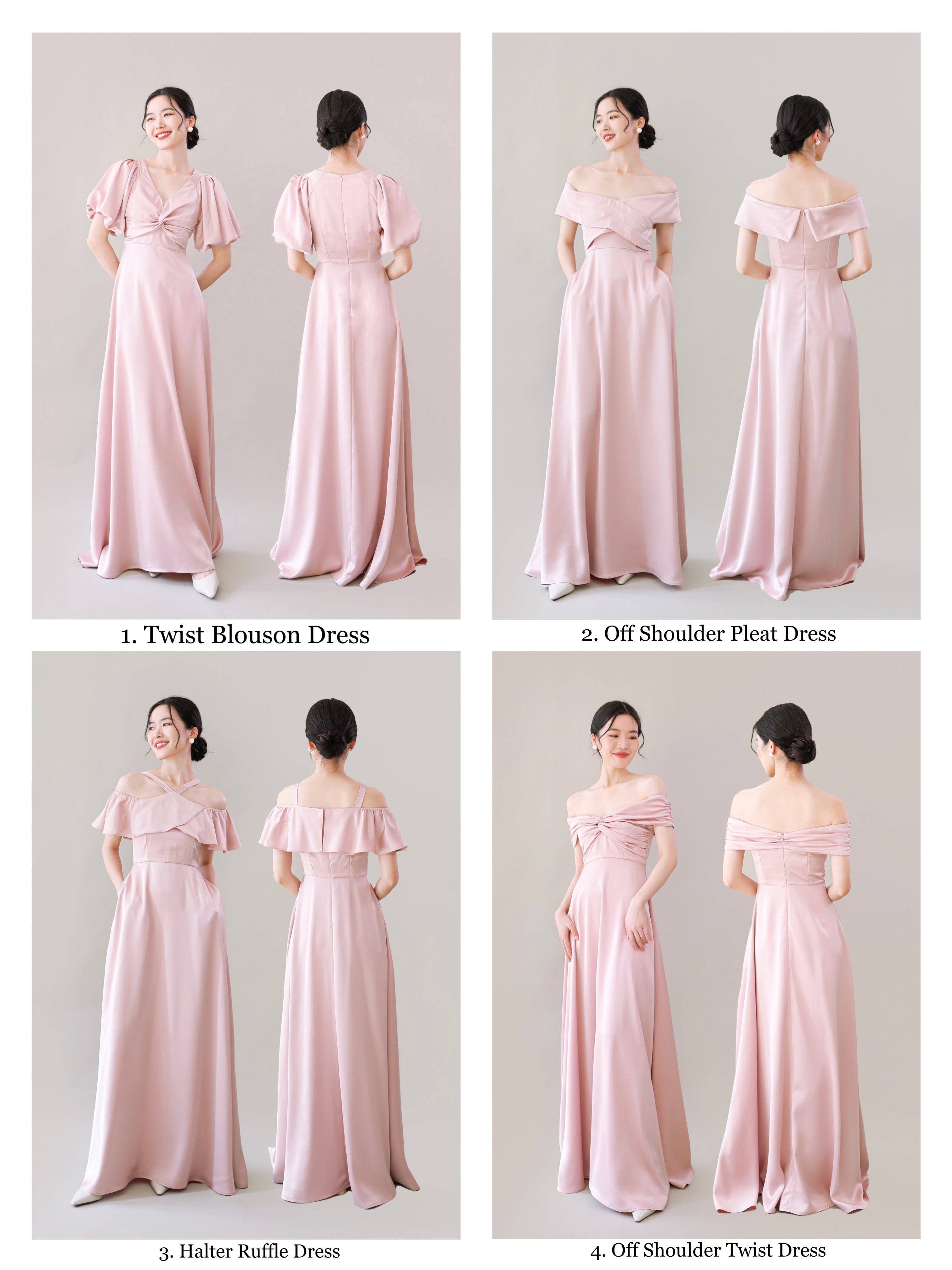 Satin Evening Maxi Dresses in Pink [4 Styles]