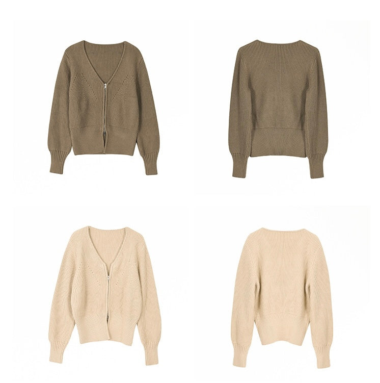 Ribbed Split Hem Cardigan [2 Colours]