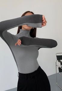 Duo Tone Turtleneck Top [2 Colours]