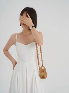 Tailored Pocket Cami Dress in White
