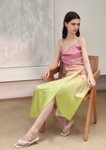 Load image into Gallery viewer, Ombre Drape Wrap Cami Dress in Pink/Yellow
