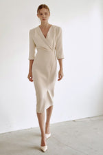 Load image into Gallery viewer, Korean Nova Tailored Dress in Cream
