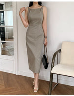 Load image into Gallery viewer, Korean Tencel Blend Twist Strap Sheath Dress [2 Colours]
