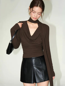 Drape Neck Tie Top [2 Colours]