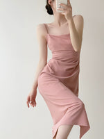 Load image into Gallery viewer, Gathered Cami Slit Dress in Pink
