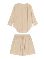 Load image into Gallery viewer, Tencel Blouse + Shorts Set in Beige
