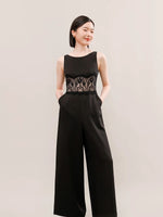 Load image into Gallery viewer, Lace Cutout Pocket Maxi Jumpsuit in Black
