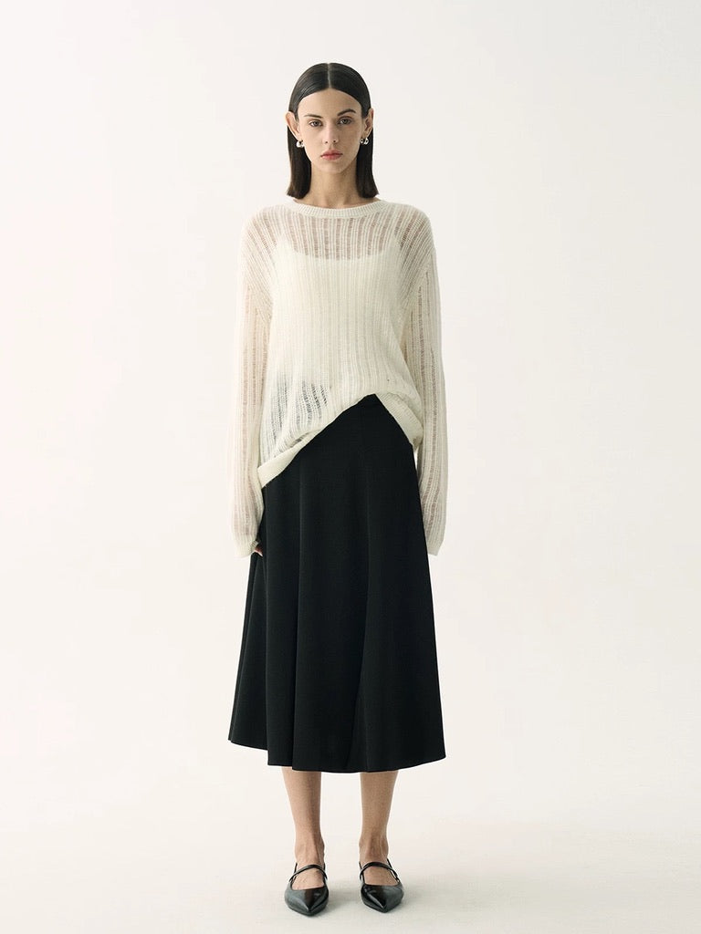 Tencel Wool Blend Fine Knit Sweater [2 Colours]