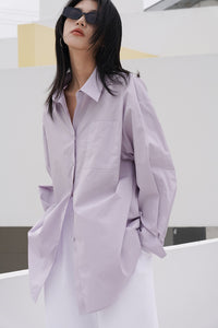 Classic Oversized Pocket Shirt in Purple