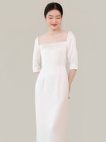 Load image into Gallery viewer, Tailored Sheen Maxi Dress in White
