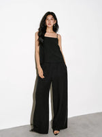 Load image into Gallery viewer, Tencel Asymmetric Cami // Pants Set in Black
